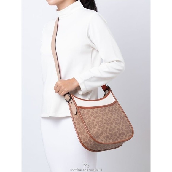 COACH EMERY Crossbody Colorblock Tan Signature Canvas Chalk Leather 686 NWT $395 - Picture 11 of 16